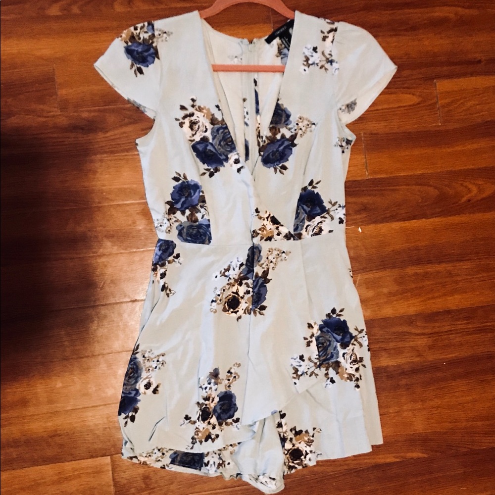 Faded Baby Blue Skort Romper